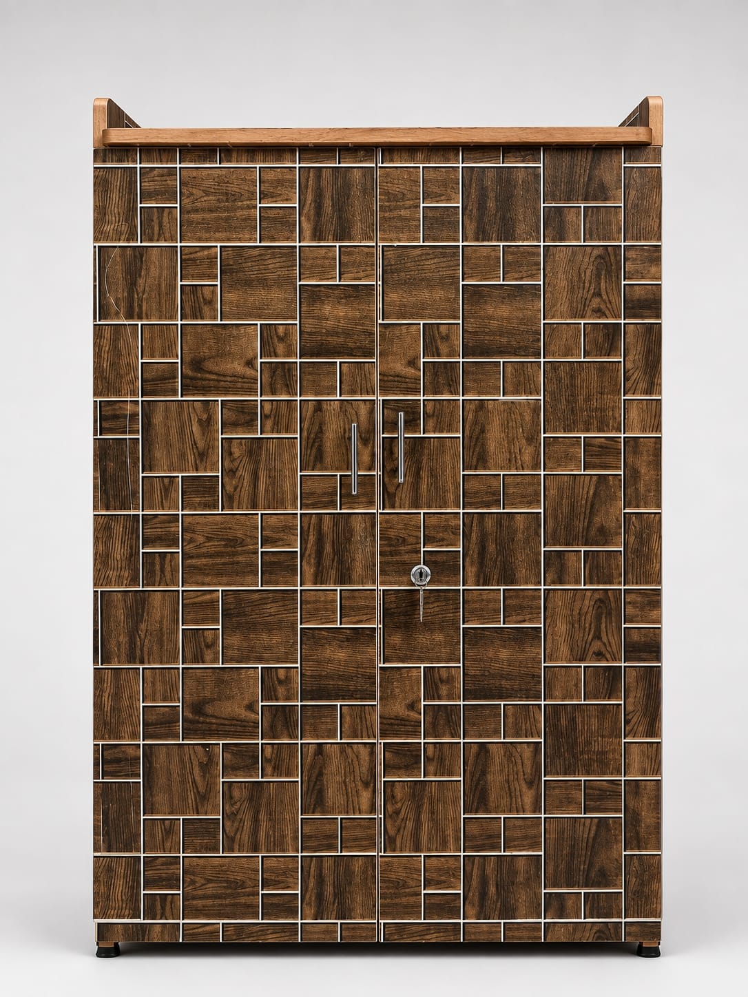 Steel Almirah — Wood Grain Finish