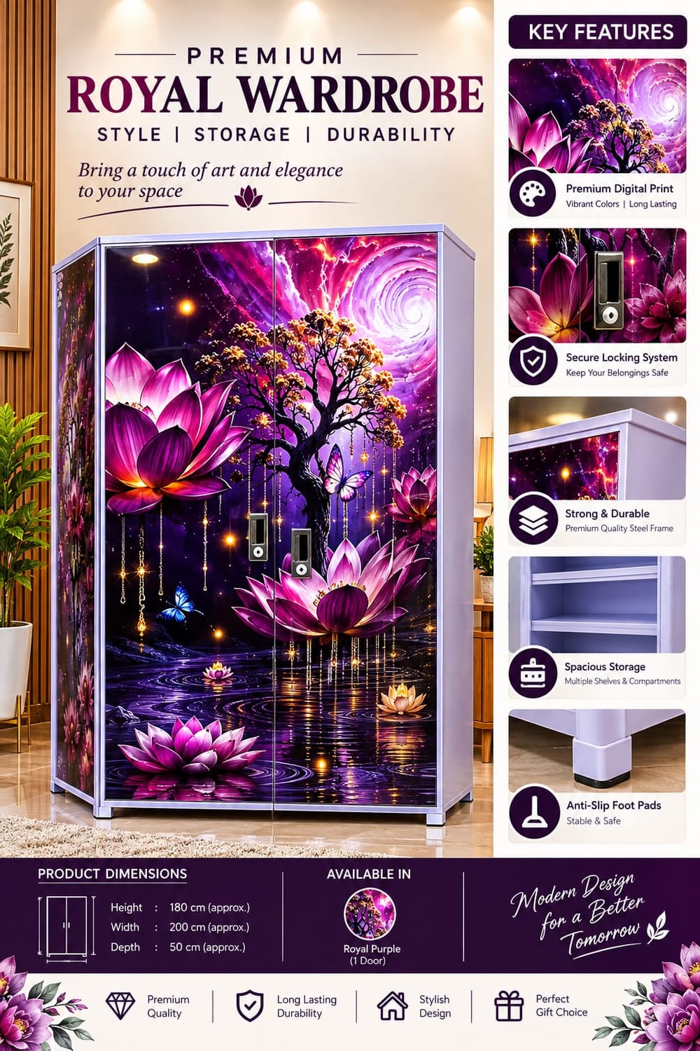 Premium Royal Wardrobe — Purple Lotus
